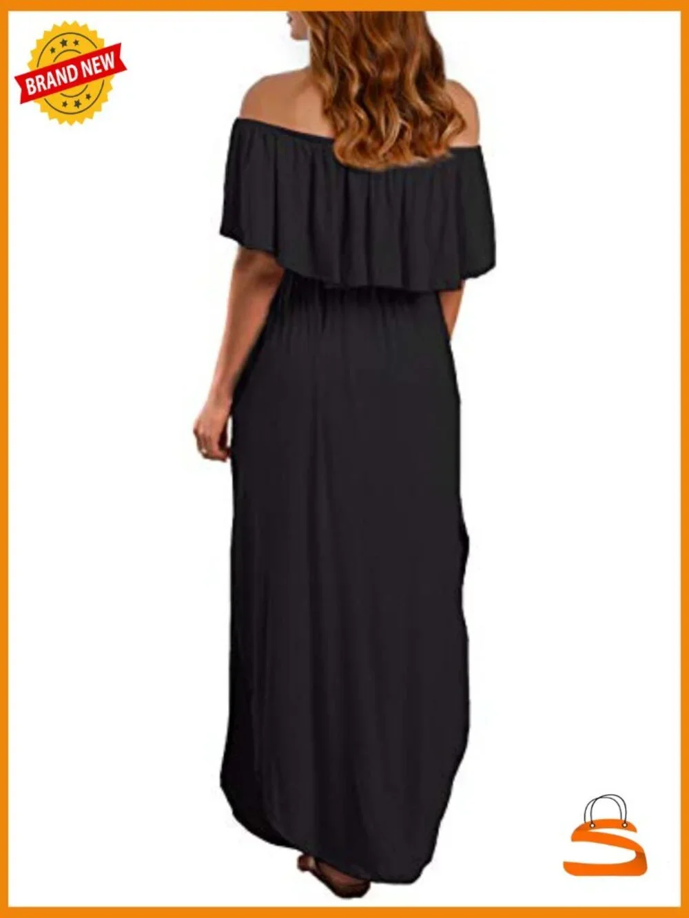 Off Shoulder Maxi Dress with Pockets - Loose Fit Summer Beach Dress